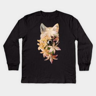 Foxy Flowers Kids Long Sleeve T-Shirt
